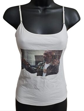 Y2K Tupac Shakur White Camisole Tank Top